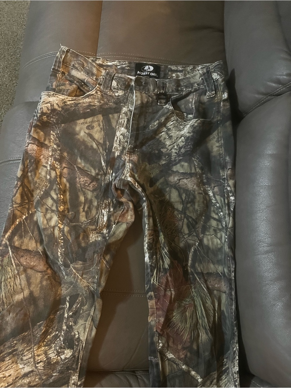 Mossy Oak Camouflage Slim Straight Jeans in Brown and Green Tones